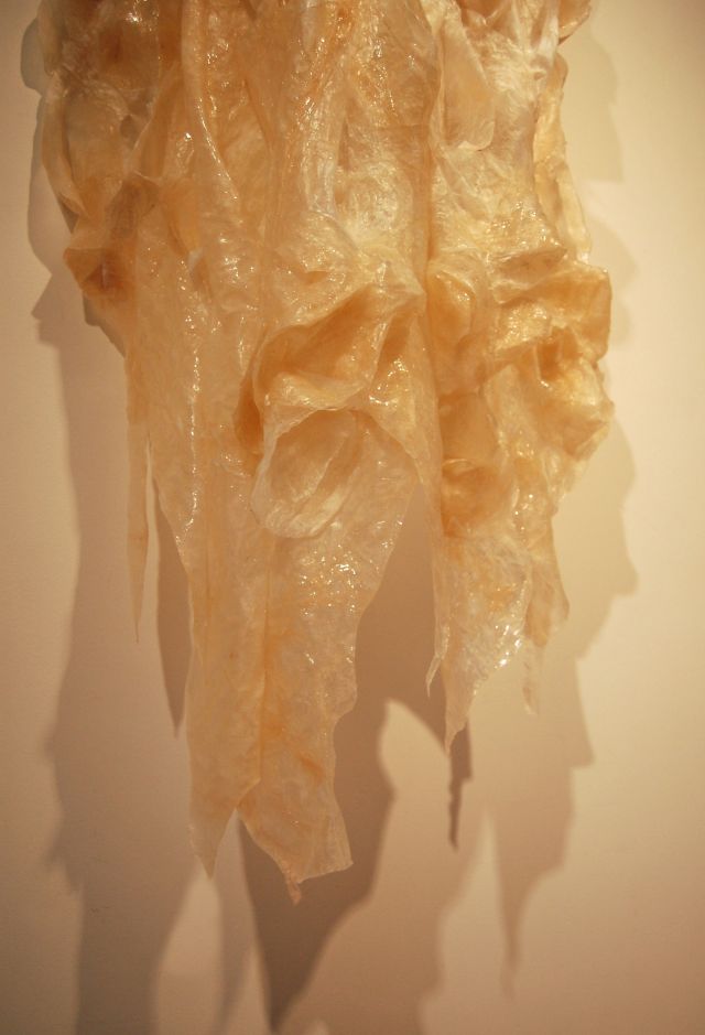 image:  Title: "Unfolding" wall flesh sculpture, (detail) 3' x 2.5' x 5', 2011